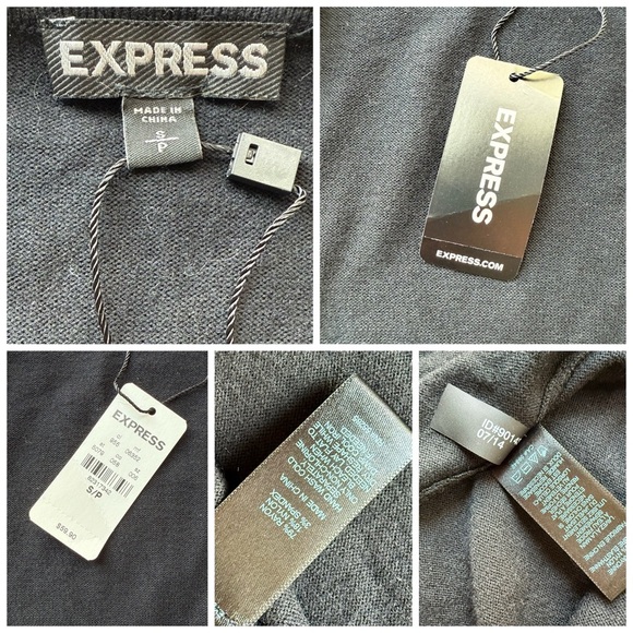 Express Cardigan Sweater Open Front Black Size Small NWT Lightweight - Picture 5 of 8